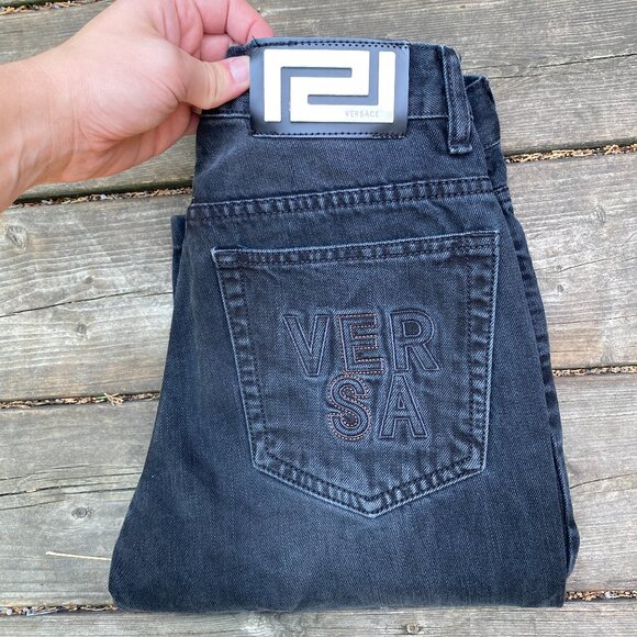 Vintage Versace Embroidered Jeans Size 29 Gray - Picture 1 of 8